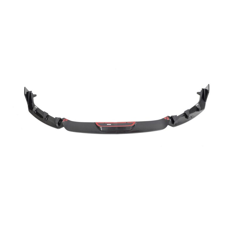 Close-up of BMW M2 (G87) dry carbon fiber front bumper lip