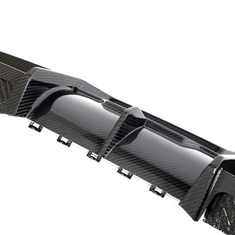 Installed BMW M2 (G87) dry carbon fiber rear diffuser