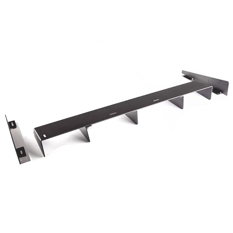 Aluminum rear bumper diffuser with aerodynamic fin design for improved airflow, downforce, and sporty rear styling