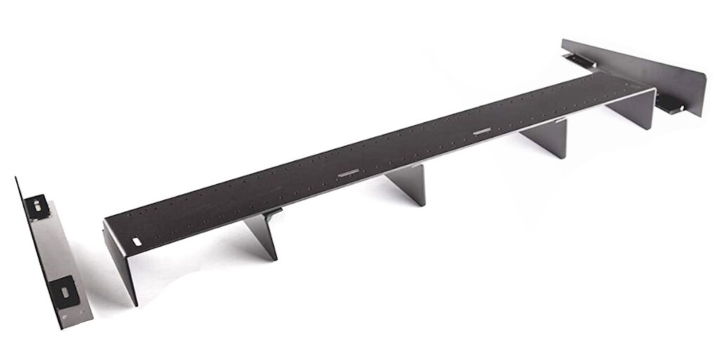 Aluminium rear bumper diffuser for BMW displayed on white background, featuring multi-fin aerodynamic design