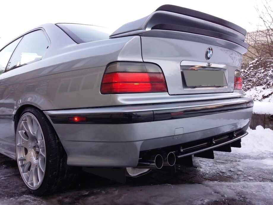 Aggressive aluminum rear diffuser on BMW (E36)