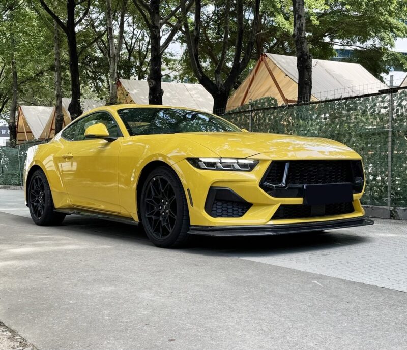 Ford Mustang S650 carbon fiber side skirts adding aerodynamic performance and aggressive styling